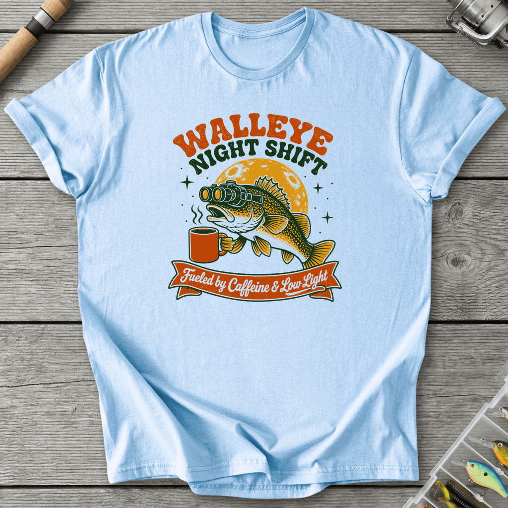 Walleye Night Shift T-Shirt in Light Blue | River Giants Club