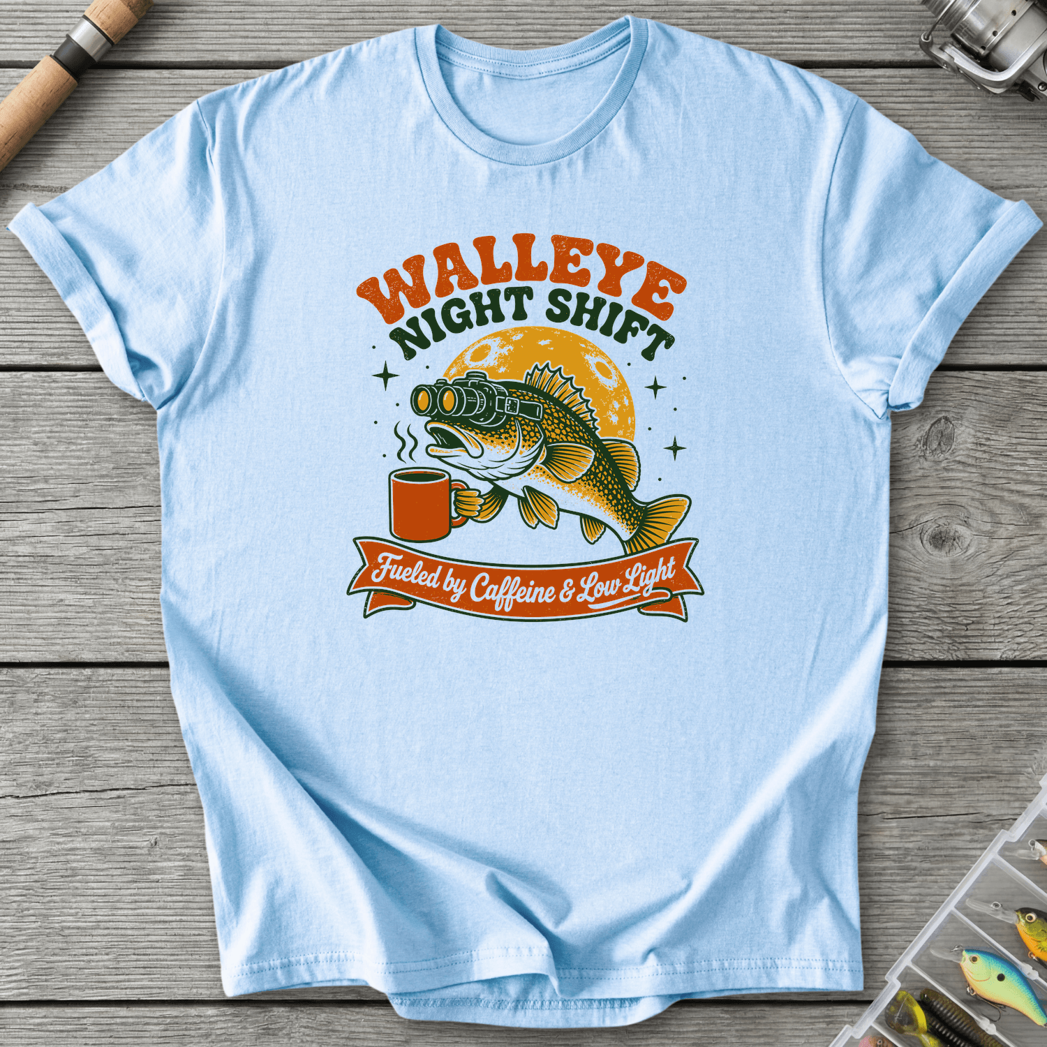 Walleye Night Shift T-Shirt in Light Blue | River Giants Club