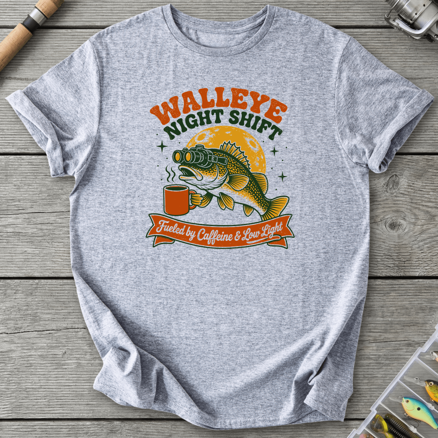 Walleye Night Shift T-Shirt in Sport Grey | River Giants Club