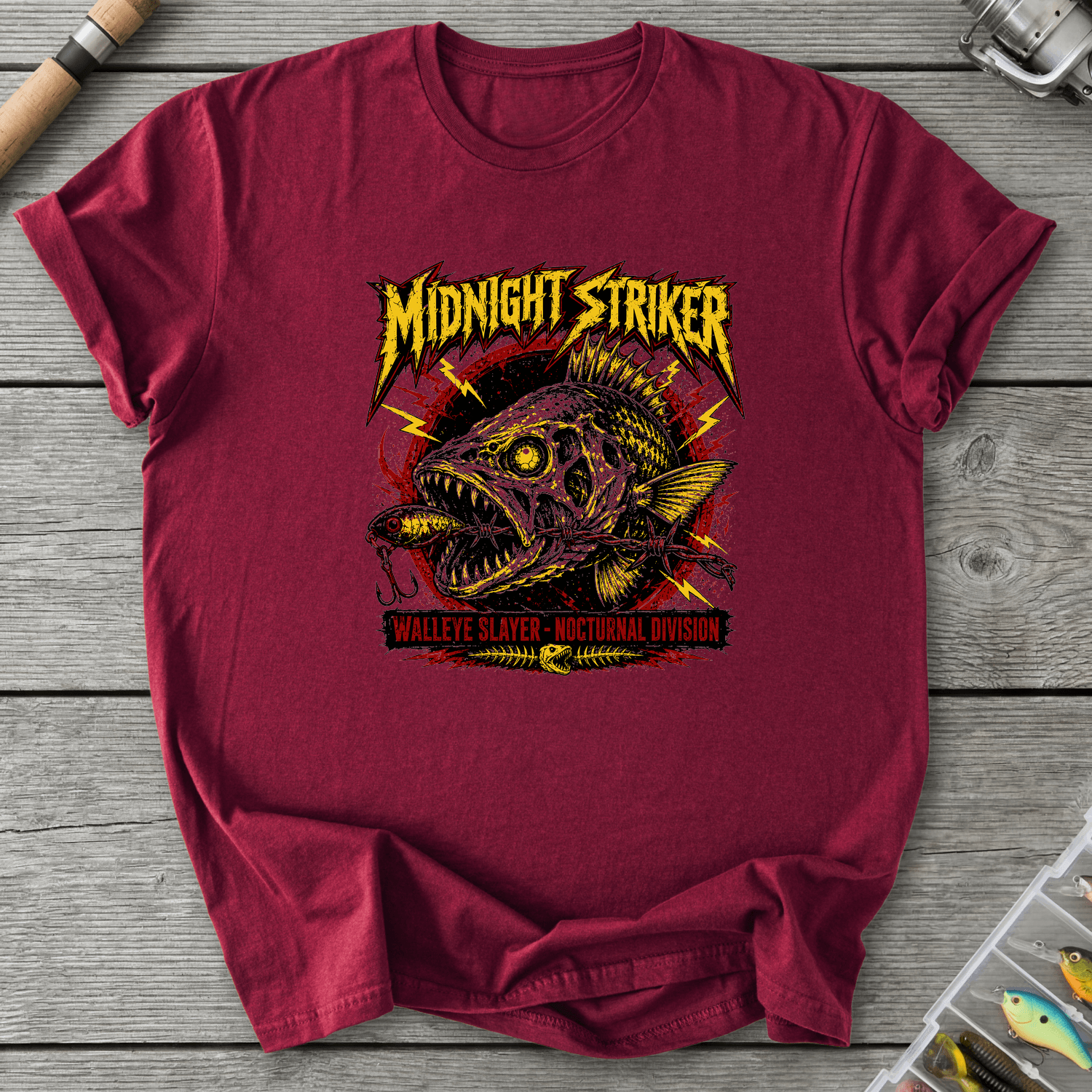 Walleye Slayer T-Shirt in Maroon | River Giants Club