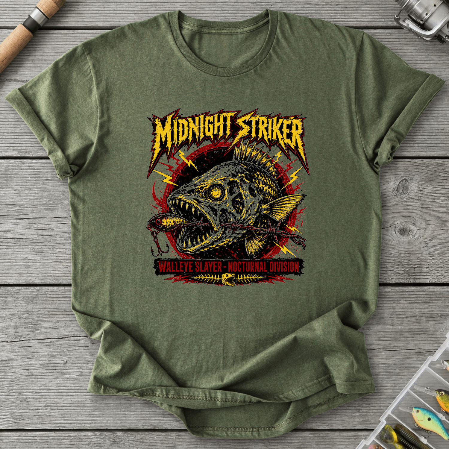 Walleye Slayer T-Shirt in Military Green | River Giants Club