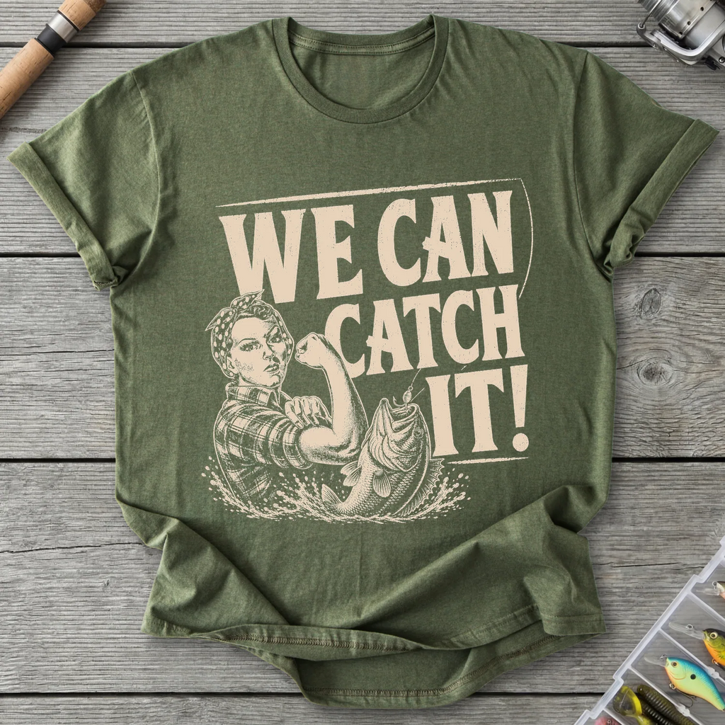 We Can Catch It Fisherwoman T-Shirt in Military Green | River Giants Club