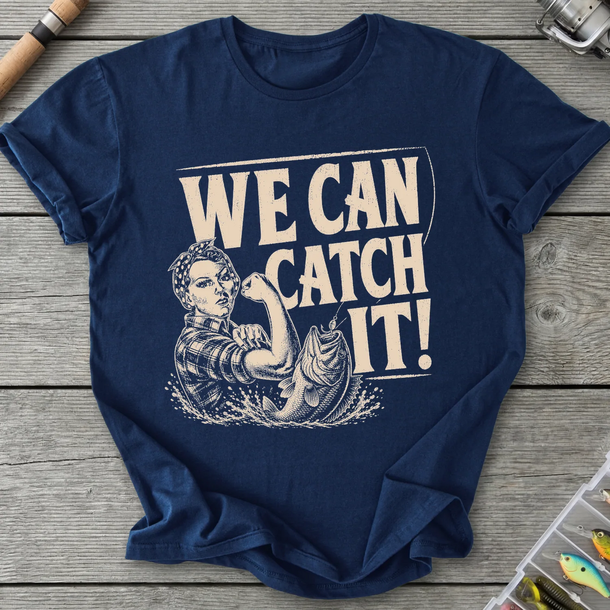 We Can Catch It Fisherwoman T-Shirt in Navy | River Giants Club