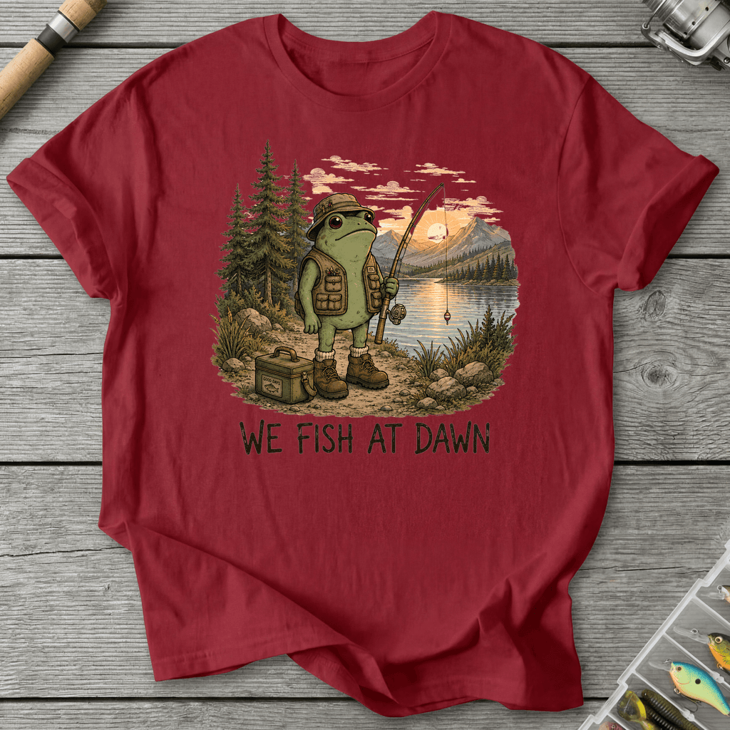 We Fish at Dawn T-Shirt in Antique Cherry Red | River Giants Club