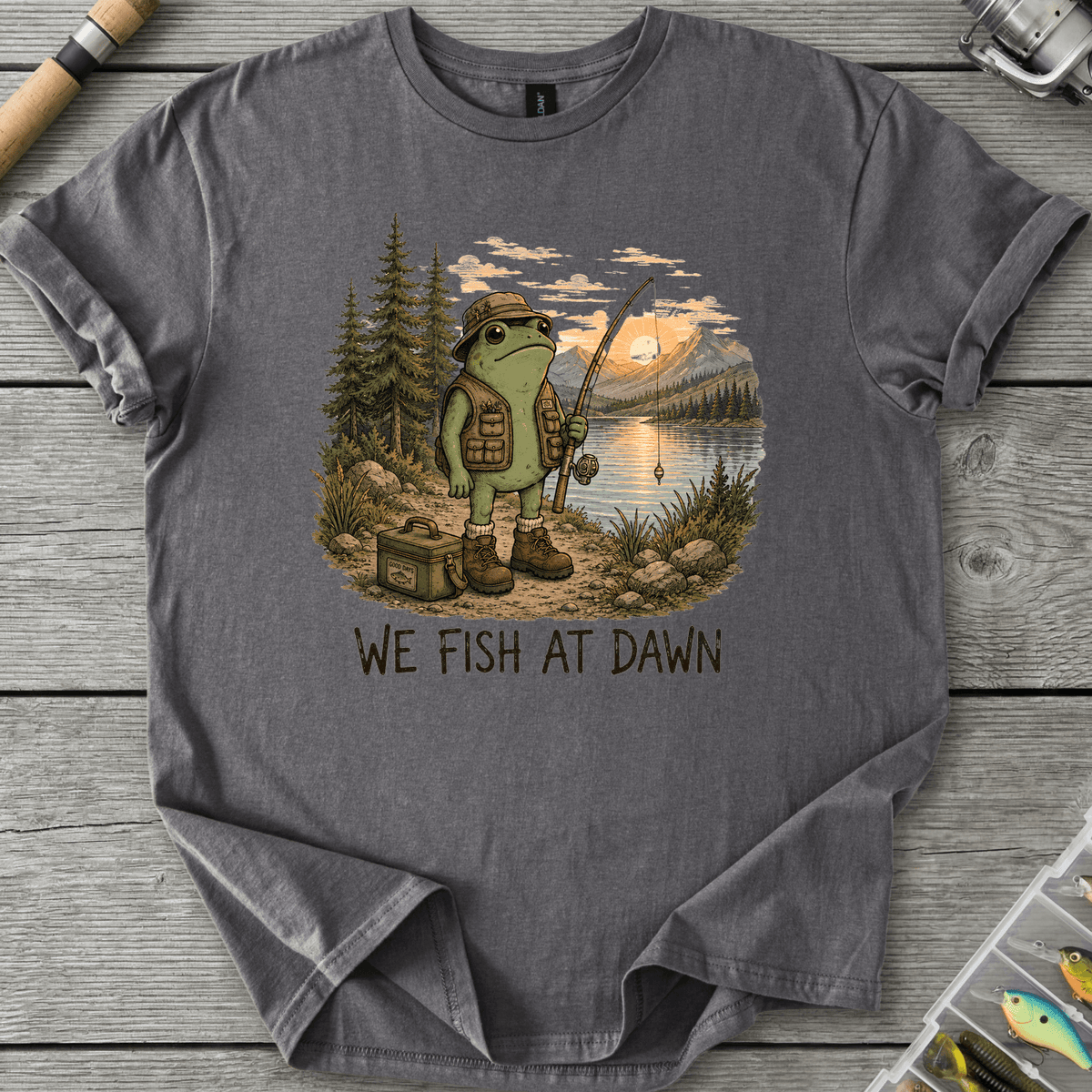 We Fish at Dawn T-Shirt in Charcoal | River Giants Club