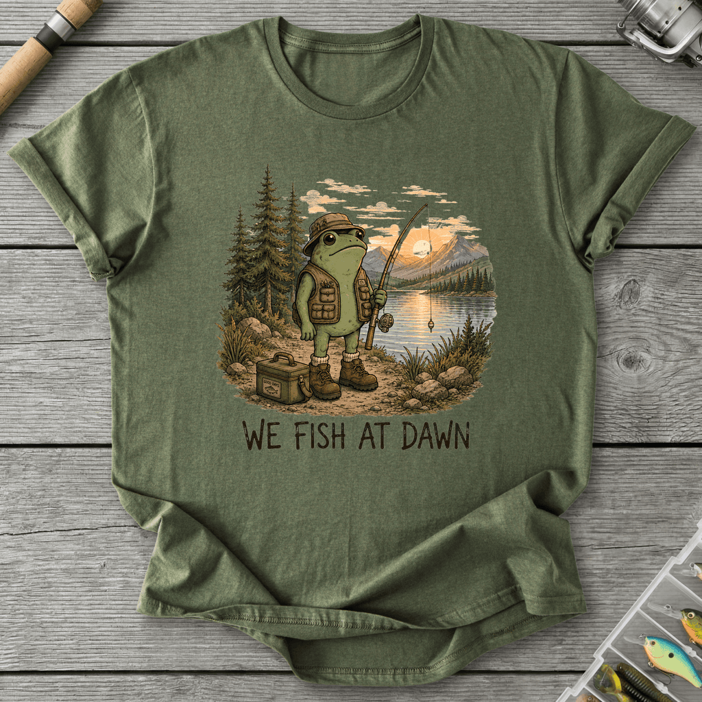 We Fish at Dawn T-Shirt in Military Green | River Giants Club