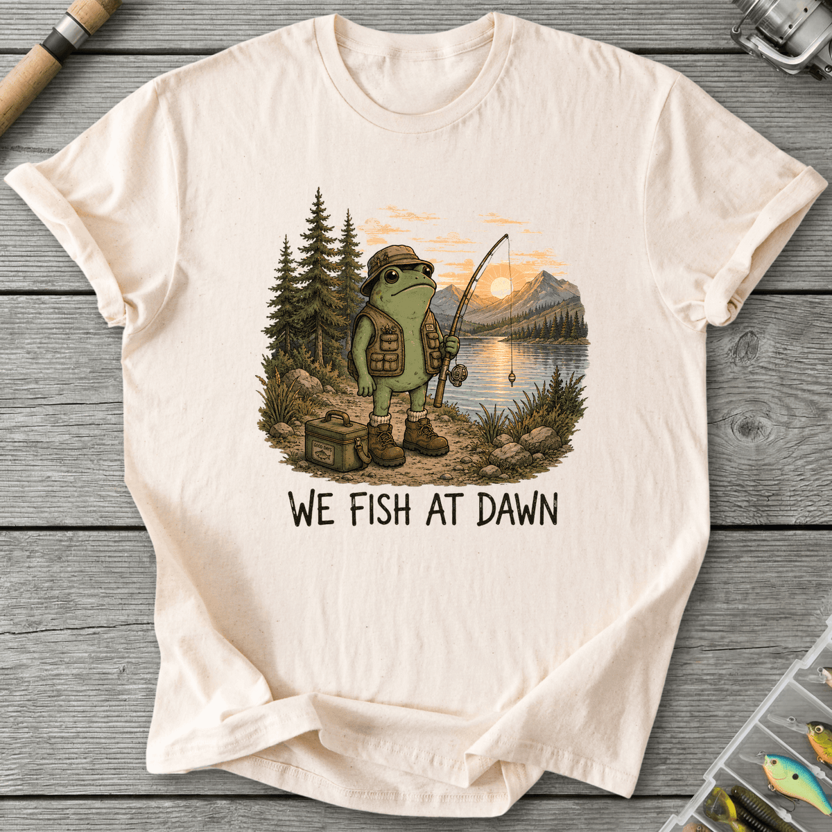 We Fish at Dawn T-Shirt in Natural | River Giants Club
