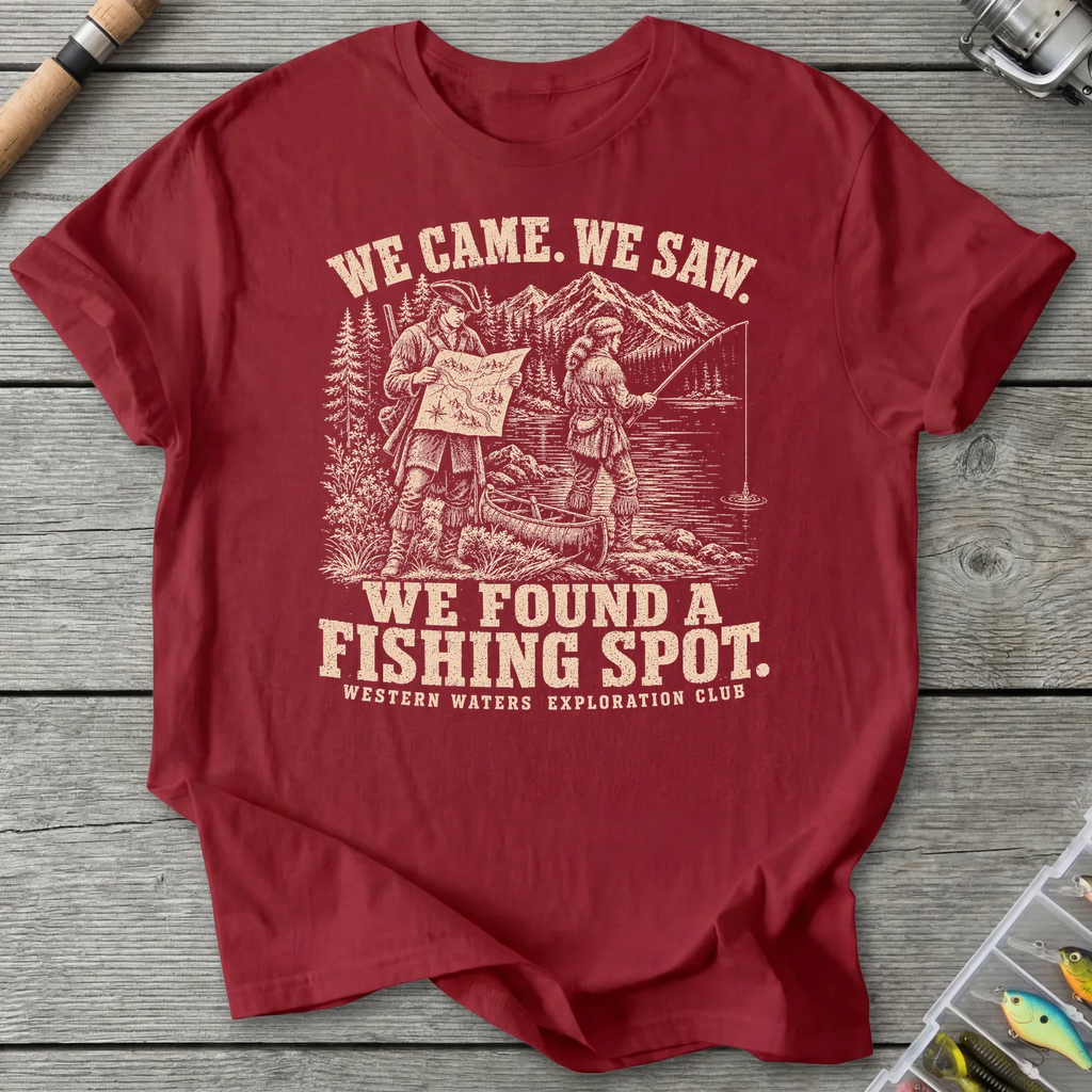 We Found a Fishing Spot T-Shirt in Antique Cherry Red | River Giants Club