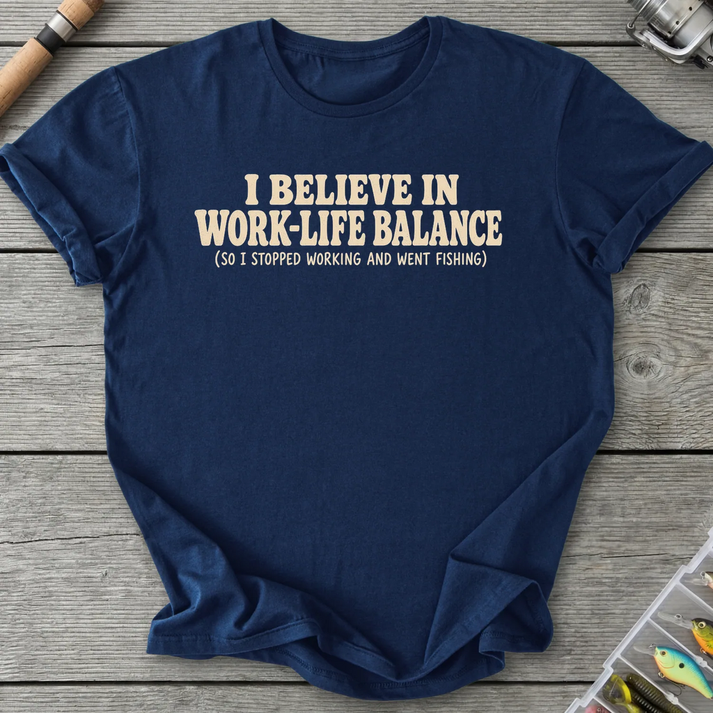 Work vs Fishing T-Shirt in Navy | River Giants Club
