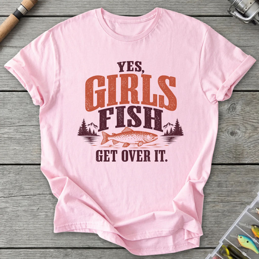Yes Girls Fish Get Over It T-Shirt in Light Pink | River Giants Club