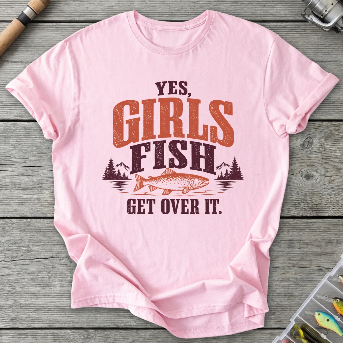 Yes Girls Fish Get Over It T-Shirt in Light Pink | River Giants Club