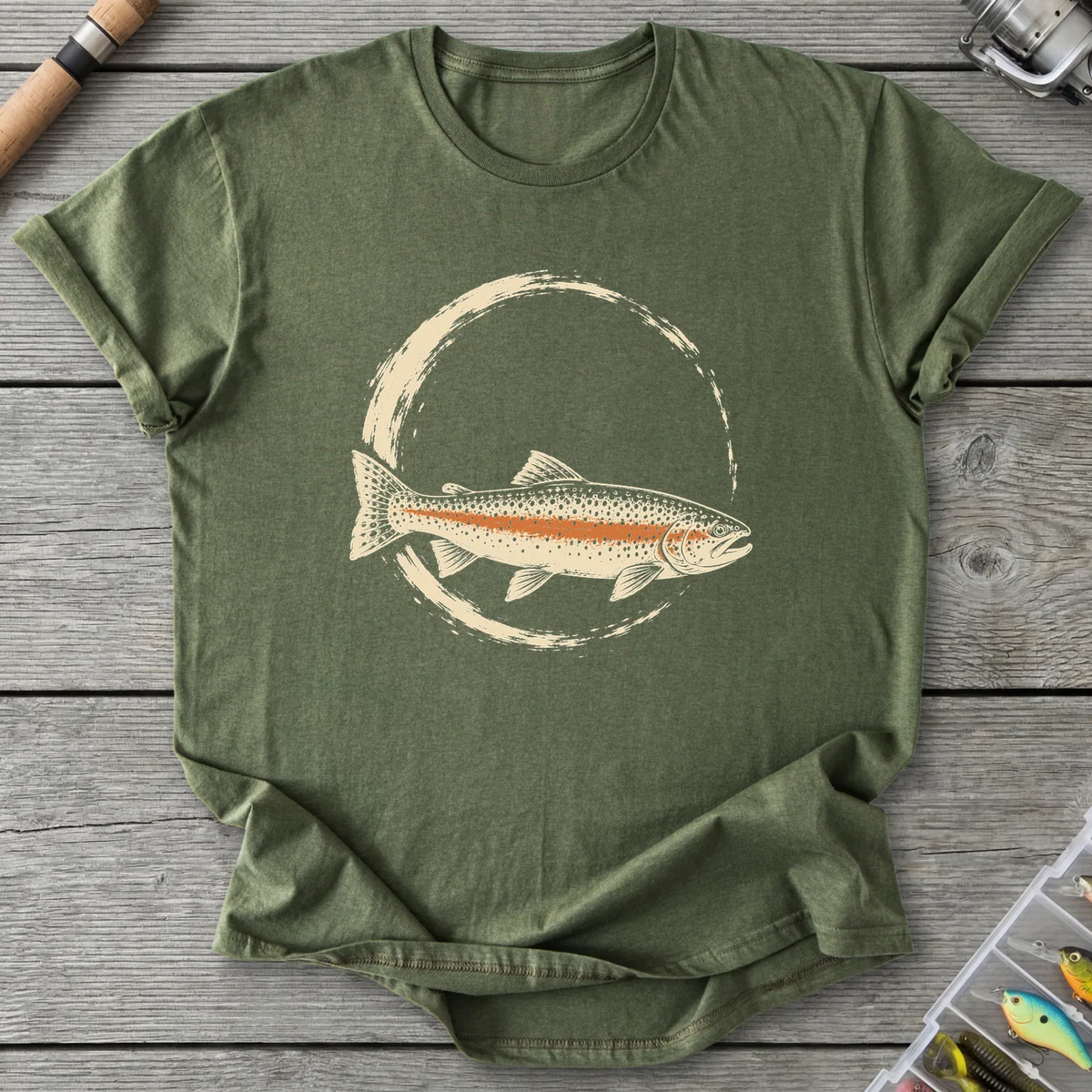 Zen Trout T-Shirt in Military Green | River Giants Club